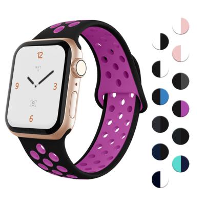 China Water Resistant Color Replacement Designer 38mm Wrist Band Silicone Apple Watch Strap Double Loops 44mm Rubber for sale