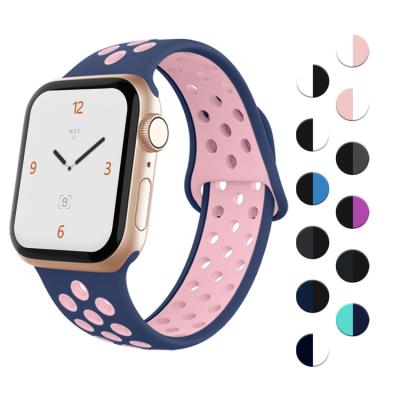 China Water Resistant iwatch Sports Watch Band Waterproof Rubber Straps Apple Watch 40MM 44MM Silicone Band for sale