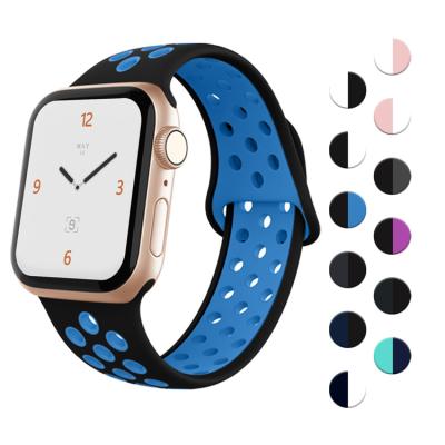 China Water Resistant 2021 Men Sport Rubber Silicone Wrist Band Buckle Apple Watch Strap For iwatch Series Se 6 5 4 3 2 1 for sale