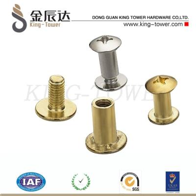 China Brass Flat Head Binder Screw Brass Thumb Screw Post (With ISO Card) for sale