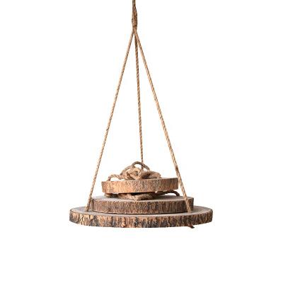 China Europe Custom Wood Hanging Decorative Wooden Hanging Shelf Paulownia The Log Flower Pot Hanging Shelf for sale