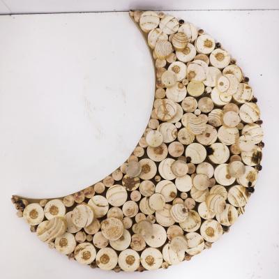 China Custom Natural Wood Half Moon Europe Size Wall Decor Decorative Wooden Craving Wall Decorations For Home Made By Wood Slices for sale