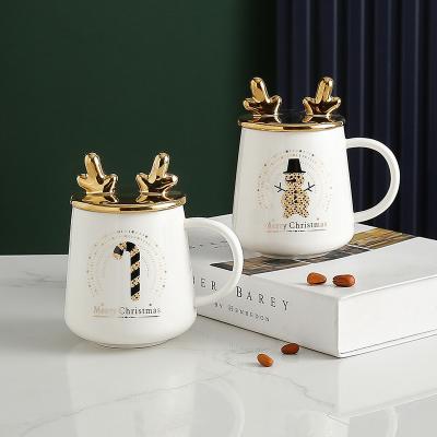 China New Cute Viable Cartoon Water Mug Crown With Lid Cup Couples Gift Mug Gift Box Ceramic Coffee Mug for sale