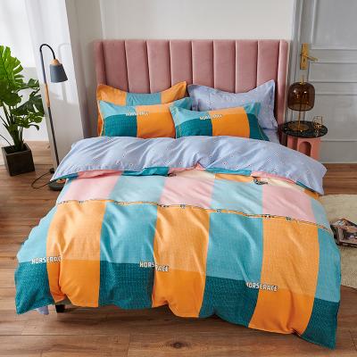 China 100% Polyester Grid Printing Comforter Duvet Sheets Bedding Set for sale