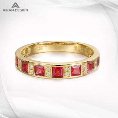 China TRENDY Design 14K Gold Fashion Simple And Elegant Red Diamond Sapphire Ring for sale