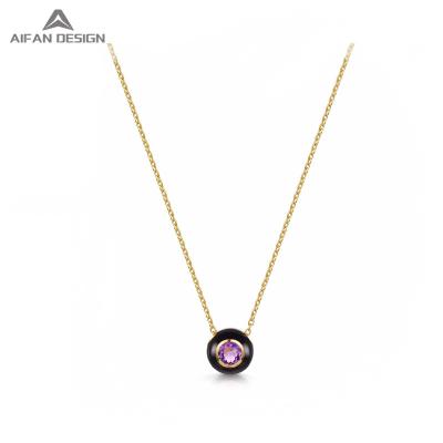 China Wholesale Customized 14K Gold Exquisite Amethyst Fashion Necklace Party FASHIONABLE Pendant Jewelry for sale