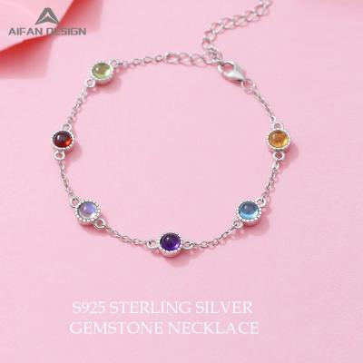 China TRENDY Fashion Rainbow Design Classic Natural 925 Crystal Silver Feminine Charm Bracelet for sale