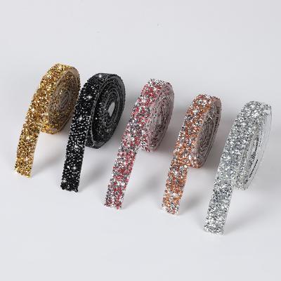 China Flatback Hot Fix Diamond Bling Ribbons Roll Banding Belt Wrap Stickers For Wedding Cakes Birthday Party Car Phone Crafts Decoration for sale