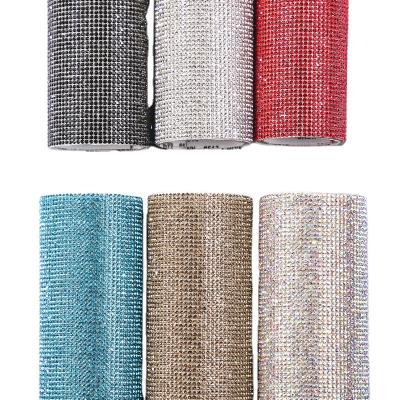 China Flatback Custom Glass Crystal Self-Adhesive Rhinestone Mesh Hotfix Crystal Ab Rhinestone Sticker Sheet For Car Shoes Bag Decoration for sale