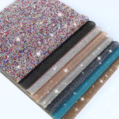 China Flatback Many Years Factory 6# Hot Fix Rhinestone Mesh Self-Adhesive Bling Crystal Ab Rhinestone Sheet For Decorations for sale