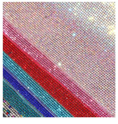 China Flatback HongTao Crystal Ab Glass Rhinestone Sheet Hot Fix Rhinestone Mesh Sticker For Garment Accessories for sale