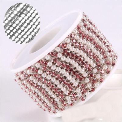 China Flatback New ABS Pearl Drill Chain Grab Crystal Diamond Rhinestones With Cup Chain Claw  For Garment Jewelry Accessories for sale