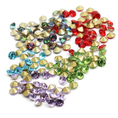 China Flatback Gold Bottom Hot Fix Pointback Crystal Stones Jelly Round Strass Diamond For Diy Nail Art Decoration Makeup Clothes Shoes for sale