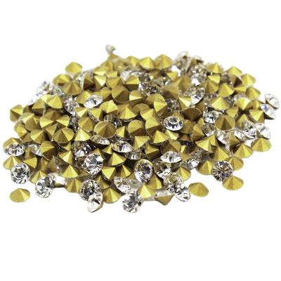 China Flatback Wholesale Ss3-30 Glass Round Clear Crystal Strass Applique Pointback Glitter Rhinestones For Garment Decoration for sale