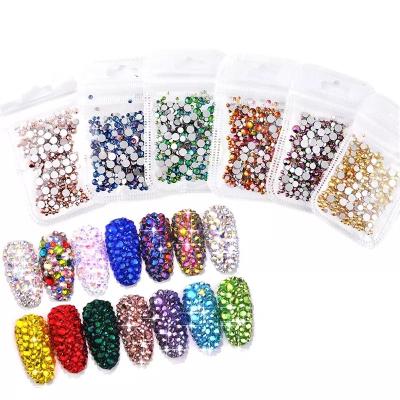 China Flatback Ss3-Ss20 Mixed Size Crystal Rhinestone Bead Nail Rhinestone Colorful 1440pcs 3D Non Hot Fix Rhinestone For Diamond Decoration for sale