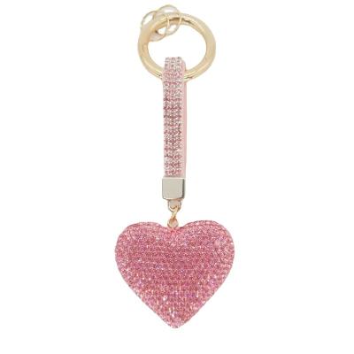 China Flatback High Quality Fashion Popular Love Key Chain Female Bags Glass Crystal Ab Rhinestone Chain For Diy Accessories for sale