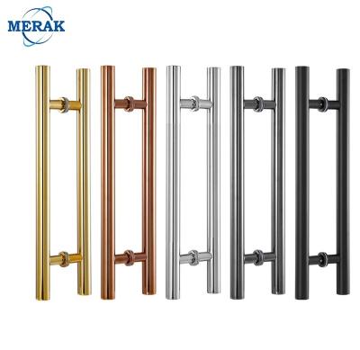 China Modern Stainless Steel Glass Door Circle 304 Push Pull Handle For Hotel Glass Main Door Wooden Tube Round Double Sided Glass Door Handles for sale