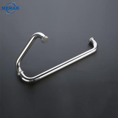 China Modern Round Bathroom 304 Stainless Steel Tube Glass Door Back To Towel Bar Pull Handle Shower Back Pull Handles For Shower Enclosures for sale