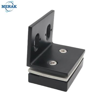 China Modern Black Thickened Glass To Wall 304 Stainless Steel Bathroom Glass Clip 90 Degree Fix Wall Mounted Glass Clamps for sale