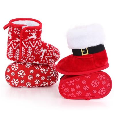 China Christmas Style Breathable Baby Fur Boots Warm Winter Soft Toddler Snow Boot Kids Cotton Snow Boots Wholesale for sale