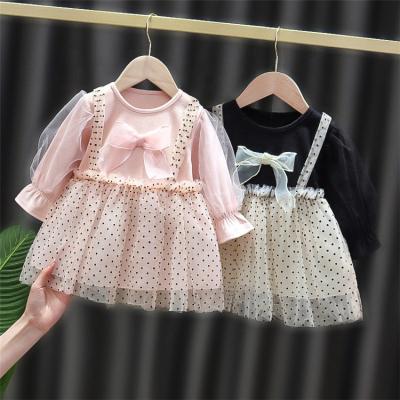 China Hot Sale Autumn Girl Dress Wholesale Anti-Wrinkle Institut Baby Clothes Dresses Dot Print Baby Girl Party Clothing for sale