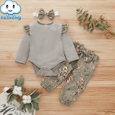 China Anti-wrinkle Autumn Infant Girls Romper Long Pants 2 Piece Spring Long Sleeve Girls Clothing Sets Europe Babies' Rompers for sale