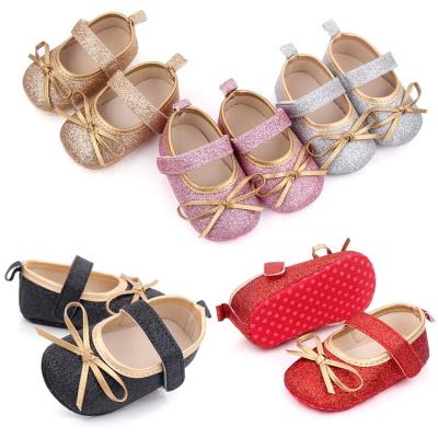 China Stylish Shoe Uppers Breathable Wholesale Glitter Upper Material Selling Running Comfortable Bow Shoes Sports Shoes for sale