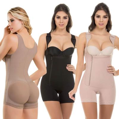 China Antibacterial Tummy Control Fajas Colombianas Fullbody Bust Jumpsuit Waist Trainer Body Shaper Shapewear With Side Zipper for sale