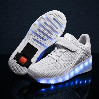 China Rubber Wheeled USB Charging Led Light Up Sneakers Roller Skate Light Up Shoes For Adults Children Boy Girls Kids With One Single Wheel for sale