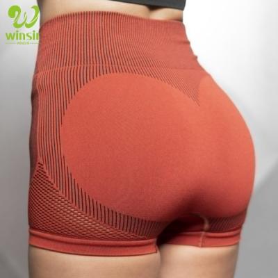 China Wholesale Aurora High Waist Sports Gym Workout Yoga Fitness Cutout Antibacterial Activewear With Mesh Panel Seamless Shorts Women for sale