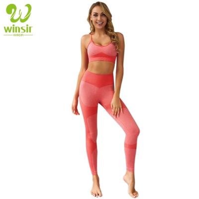 China Antibacterial Women Two Piece Outfits Jogging Seamless Gym Wear Sports Apparel Sets Workout Sports Bra And Leggings Workout Activewear for sale