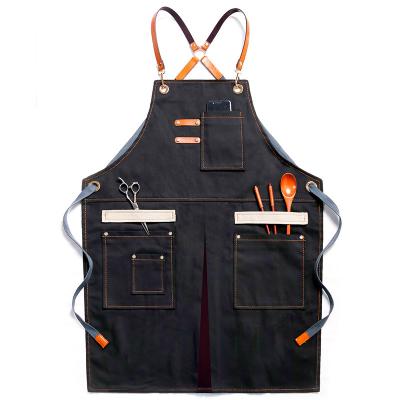 China Brief Men Women Work Custom Logo Waterproof And Antifouling Milk Tea Shop Hairdresser Apron Art Apron Coffee Shop Denim Clothes for sale