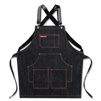 China European Hot Selling Hair Stylist Apron Denim Men And Women Working Bartender Milk Tea Barber Shop Painting Children Apron for sale