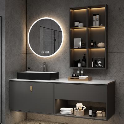 China Modern Antibaterial Bathroom Set Luxury Black Sink Basin Commercial Bathroom Vanity Unit for sale