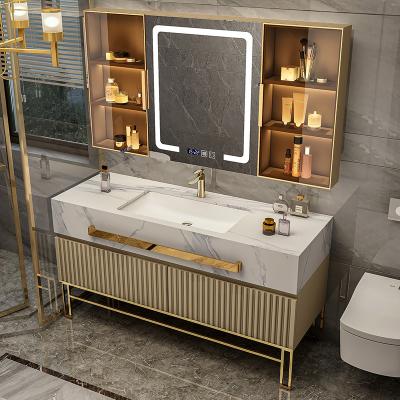 China Antibaterial Modern Luxury Bathroom Furniture Gold Bathroom Vanity American Bathroom Cabinets for sale