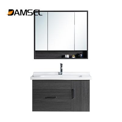 China 32 Inch Dark Gray Wood Bathroom Vanity Single Sink Bathroom Vanity Cabinets Spacious Storage for sale