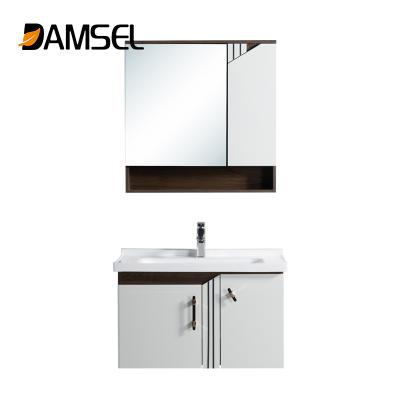 China Spacious Storage Size Customized Cheap Pvc Cabinet With Double Mirror Bathroom Vanity for sale