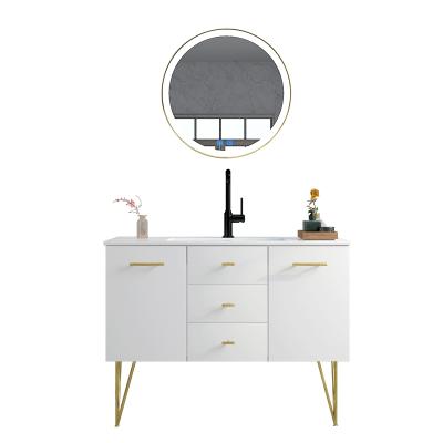 China Round Smart Floor Mirror Smart Mirror Cabinet Modern White Bathroom Vanity for sale