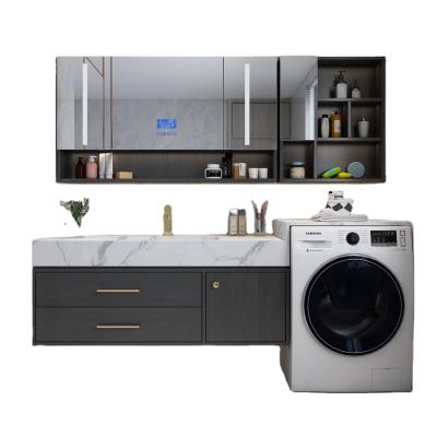 China Modern Waterproof Washing Machine Cabinet Laundry Sink Cabinet With Washing Machine Bathroom Furniture for sale