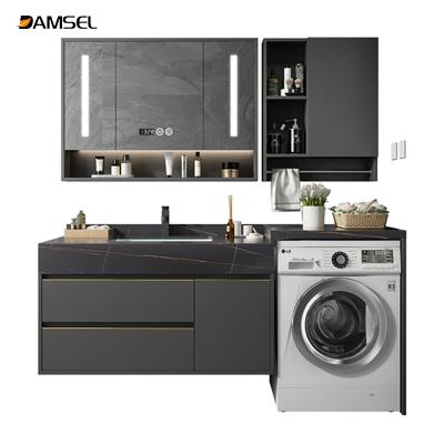 China Contemporary Luxury Marble Bathroom Washing Machine Laundry Cabinet Top Sink Cabinet for sale