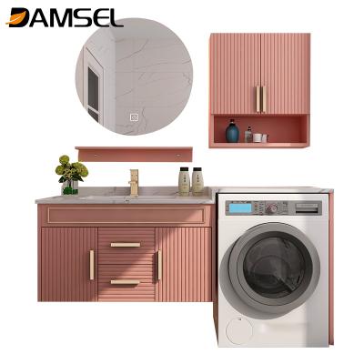 China 2022 Latest Modern Bathroom Furniture Laundry Cabinet With Lighting Mirror And Storage Cabinets And Drawers for sale