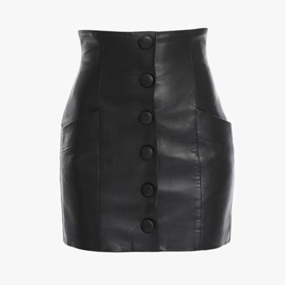 China y2k Black PU Leather Mini Skirts For Women High Viable Size Buttons Street High Quality for sale