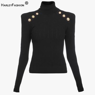 China Casual Women Winter Wool Blend Black Turtle Neck Pullover SweaterTop Quality Breathable Knit Fabric for sale