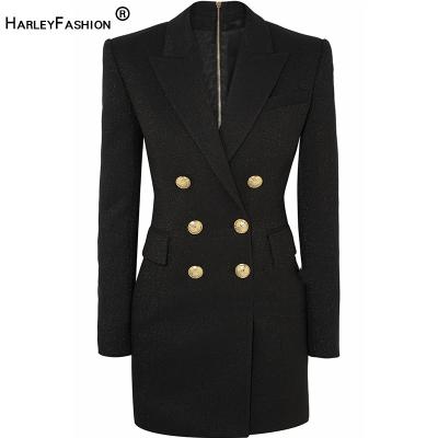 China Customized viable unique OL formal autumn shiny fabric notched blazer skinny straight black dress for women for sale