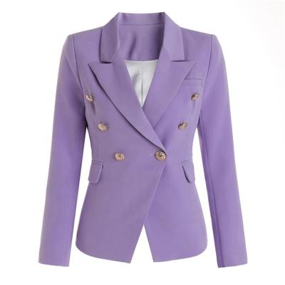 China Plus Size Button Decoration Plus Size Purple Blazer For Women Work Wear For Office for sale