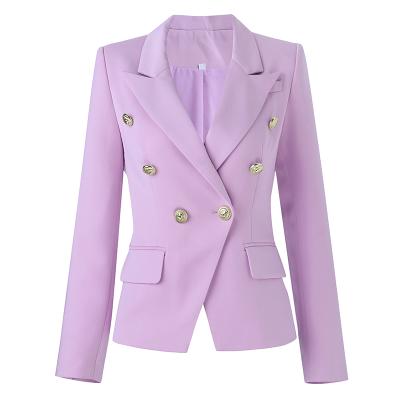 China Western Suit Long Sleeve Summer Jacket Western Suit Long Sleeve Anti-Static Purple Button Decoration Solid Color Women's Blazers Simple Wear Customizable for sale