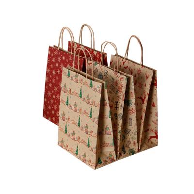 China JuYi Bottom 300g Christmas Gift Wrapping Paper Print Recyclable Wholesale Customized Square Brown Paper Bag Customized Manufacturers for sale