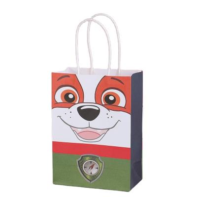 China Recyclable Dog Gift Bags Colored Candy Personalized Creative Cartoon Animals Birthday Paper Bags With Dog Print Handles For Kids Party for sale