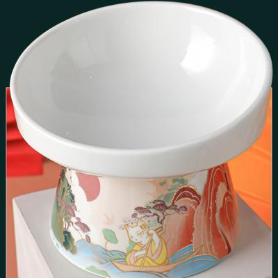 China Sustainable Raised Pet Bowl Stand Up Ceramic Feeding Bowls For Pets Protect Spine Cat Dog Cervical Feeder for sale