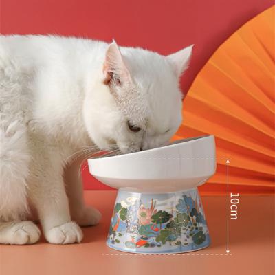 China Viable Ceramic Multicolor Luxury Dogs Tilted High Feeding Food Cat Pet Bowls Water And Dual Use Feeders for sale